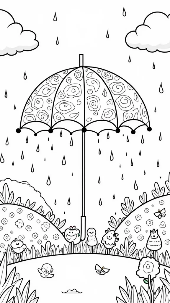 coloring page umbrella